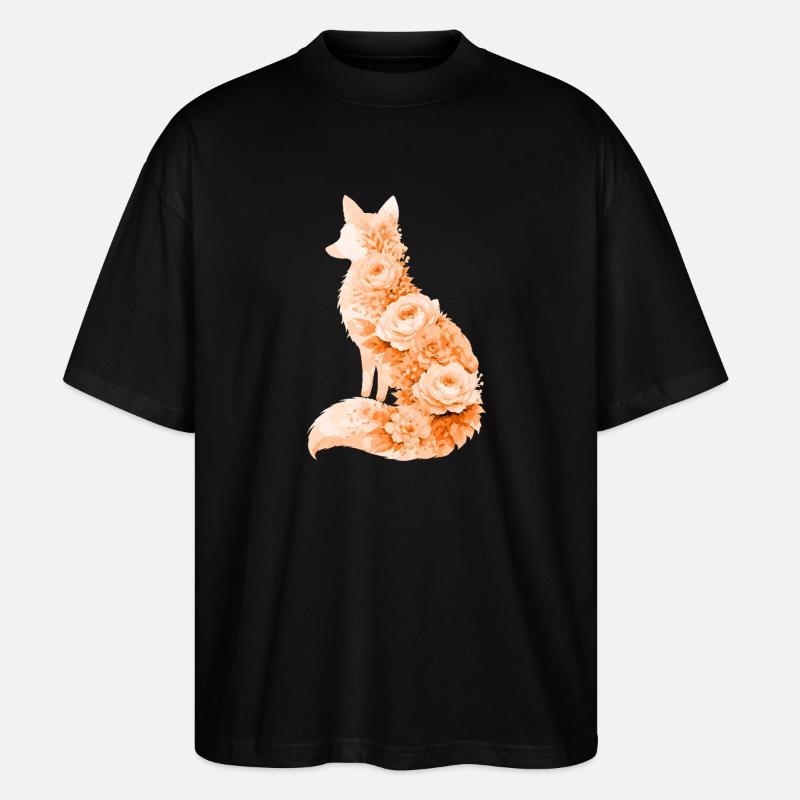 Silhouette florale pastel Fox - T-shirt bio Blaster 2.0 coupe oversize Stanley/Stella Unisexe - noir