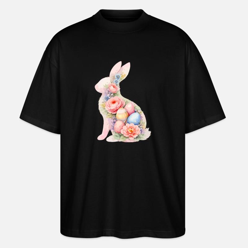 Hase Ostern Aquarell - Stanley/Stella Oversized Unisex Bio T-Shirt Blaster 2.0 - Schwarz