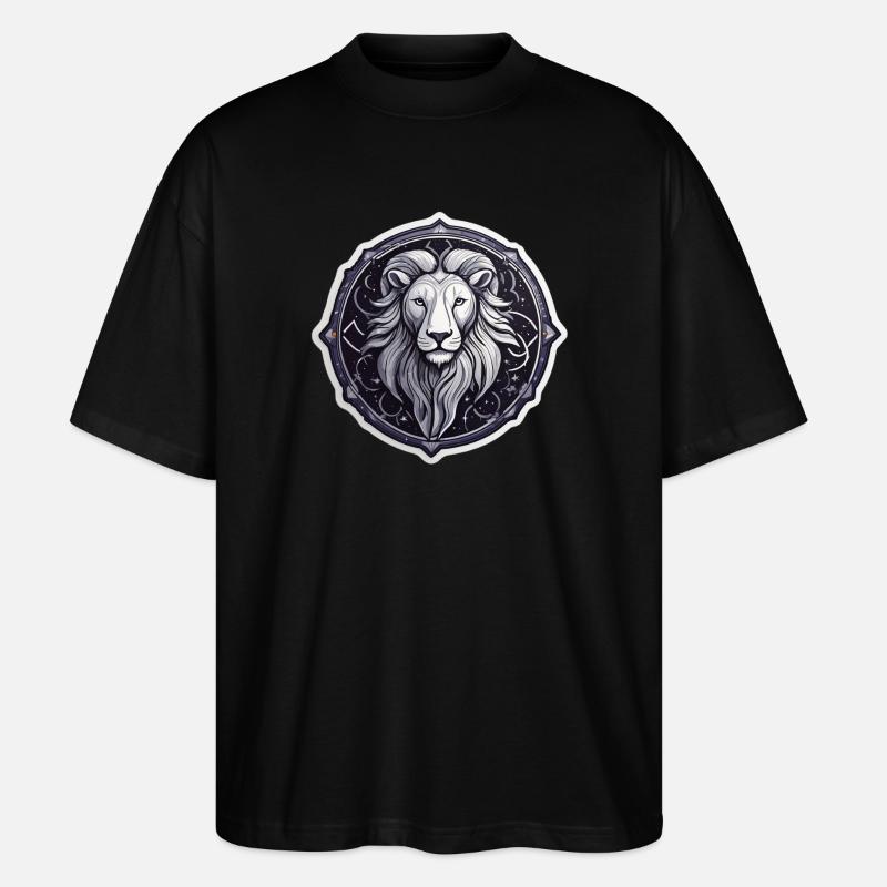 Kosmisches Löwenrundes Astralmuster - Stanley/Stella Oversized Unisex Bio T-Shirt Blaster 2.0 - Schwarz