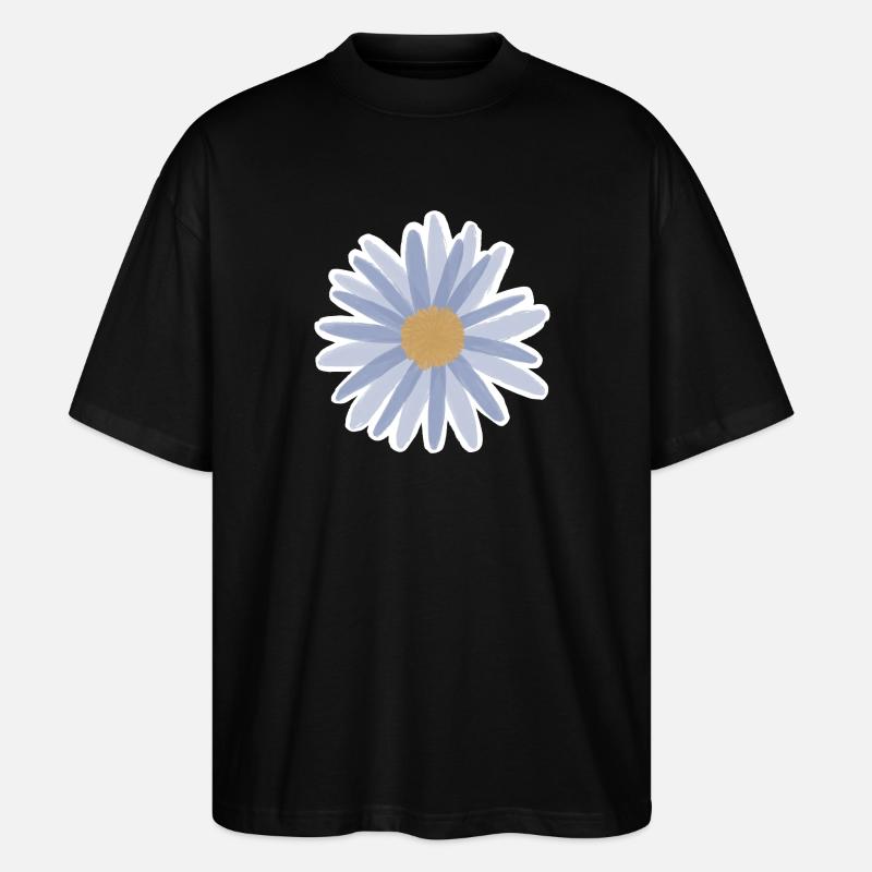 Blue Daisy Bloom Tee - Stanley/Stella Oversized Unisex Organic T-shirt Blaster 2.0 - black