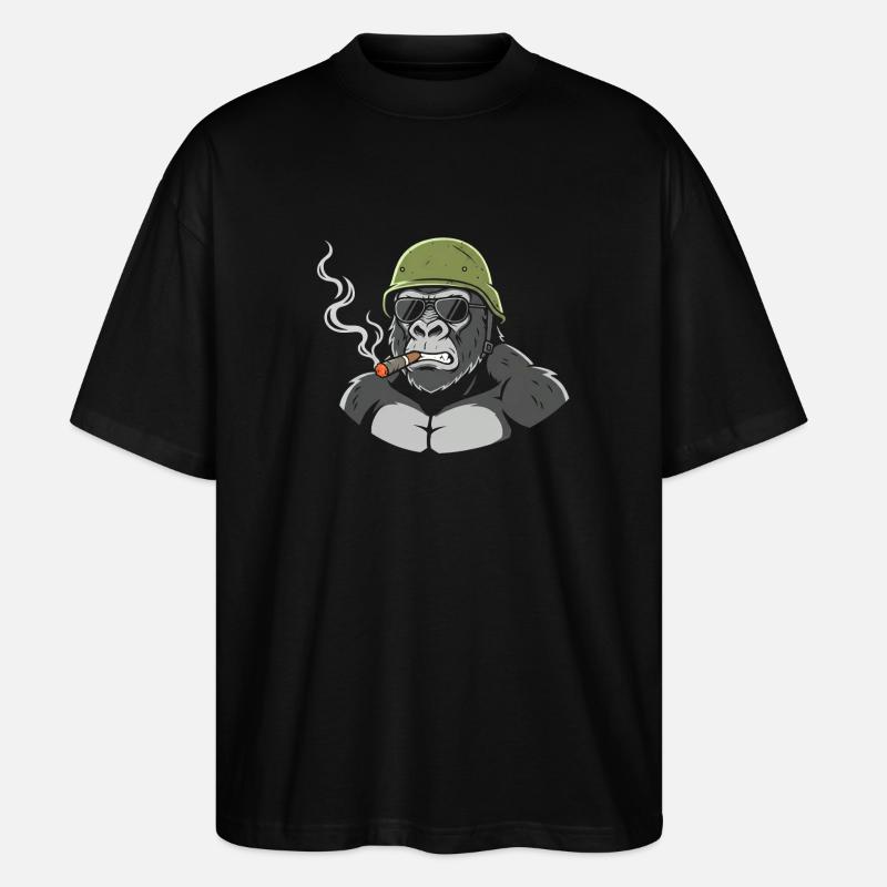 Gorilla Commando with Cigar - Stanley/Stella Oversized Unisex Organic T-shirt Blaster 2.0 - black