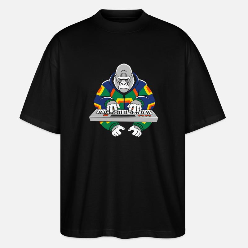 Gorilla am Keyboard im Neon-Outfit - Stanley/Stella Oversized Unisex Bio T-Shirt Blaster 2.0 - Schwarz