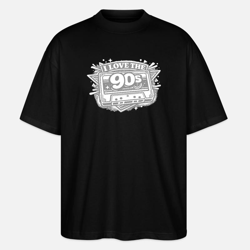 I Love the 90s Kassette - Stanley/Stella Oversized Unisex Bio T-Shirt Blaster 2.0 - Schwarz