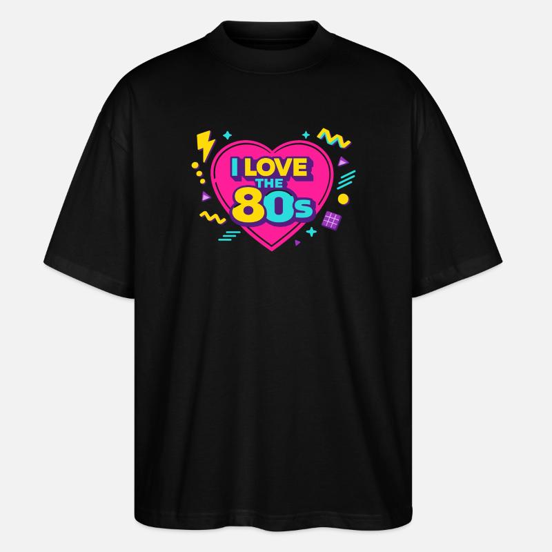80er Retro Herz Neon Design - Stanley/Stella Oversized Unisex Bio T-Shirt Blaster 2.0 - Schwarz