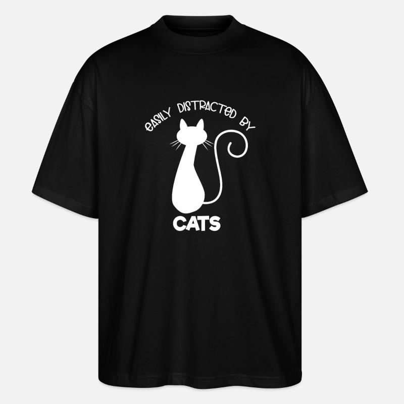 Leicht von Katzen ablenkbar - Stanley/Stella Oversized Unisex Bio T-Shirt Blaster 2.0 - Schwarz