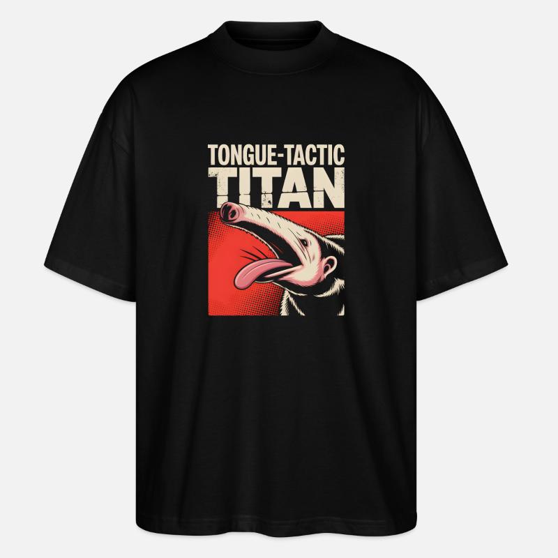 Zungen-Taktiker | Comic Ameisenbär - Stanley/Stella Oversized Unisex Bio T-Shirt Blaster 2.0 - Schwarz