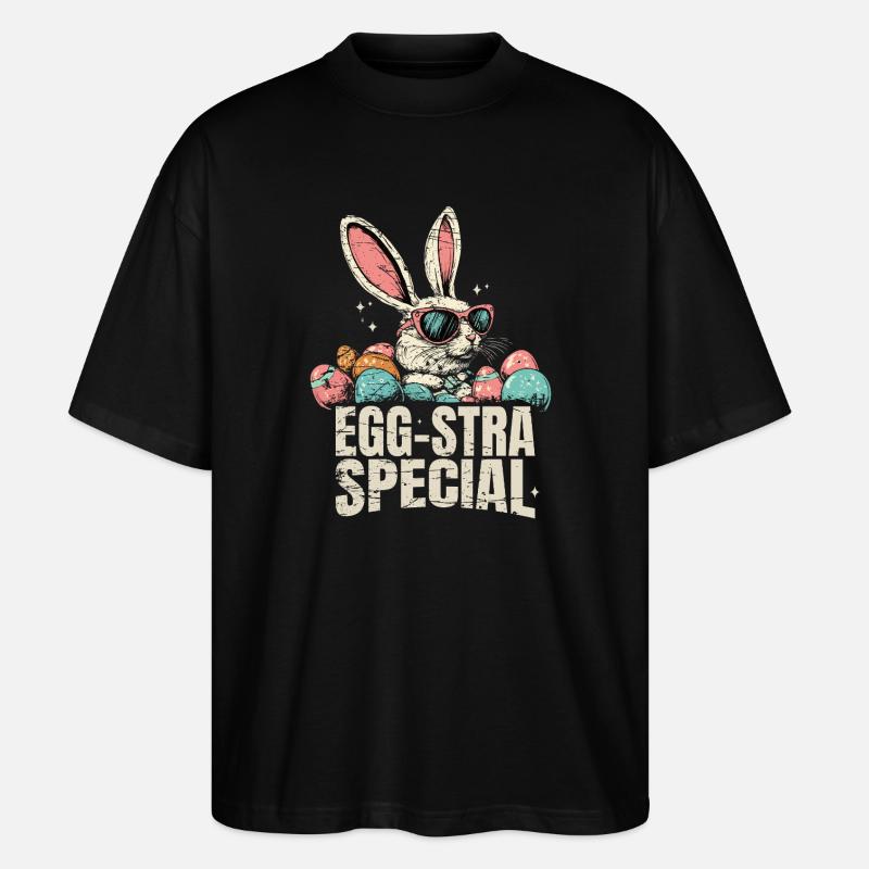 Eggsta Special Retro Bunny Easter - Stanley/Stella Oversized Unisex Organic T-shirt Blaster 2.0 - black