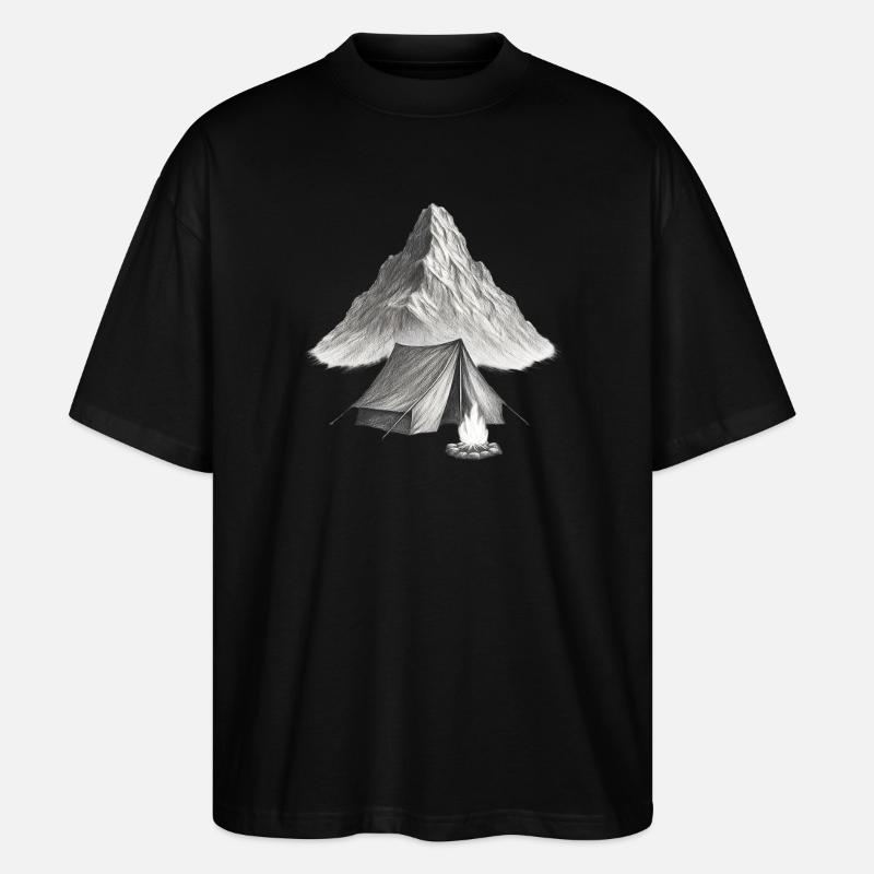 Bergzelt am Feuer - Stanley/Stella Oversized Unisex Bio T-Shirt Blaster 2.0 - Schwarz