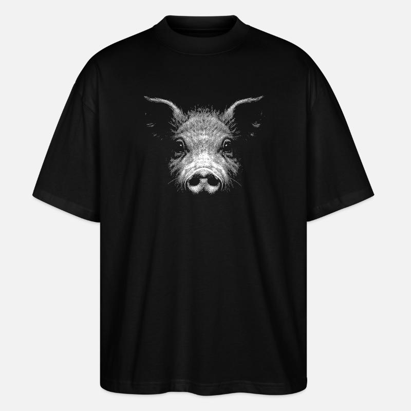 Hausschwein - Stanley/Stella Oversized Unisex Bio T-Shirt Blaster 2.0 - Schwarz