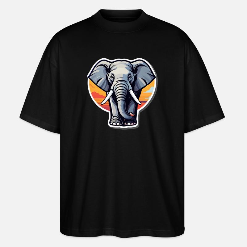 Elefanten-Sonnenuntergangsaufkleber - Stanley/Stella Oversized Unisex Bio T-Shirt Blaster 2.0 - Schwarz