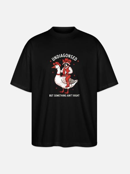 Western Waschbär reitet Ente - Stanley/Stella Oversized Unisex Bio T-Shirt Blaster 2.0 - Schwarz