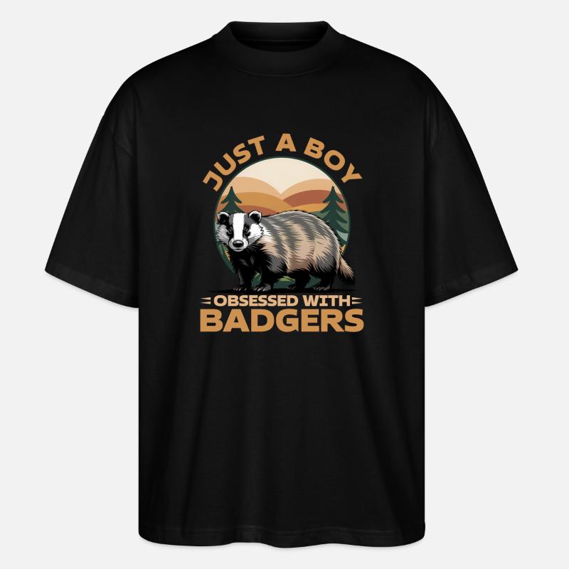 Funny Animal Badger - Stanley/Stella Oversized Unisex Bio T-Shirt Blaster 2.0 - Schwarz