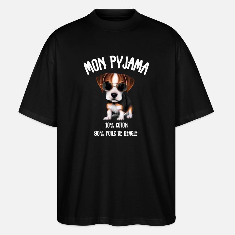 Pyjama Chien Beagle Humour - T-shirt bio Blaster 2.0 coupe oversize Stanley/Stella Unisexe - noir