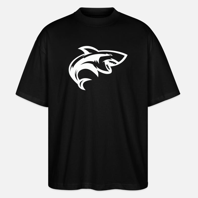 Tête de requin stylisée - T-shirt bio Blaster 2.0 coupe oversize Stanley/Stella Unisexe - noir