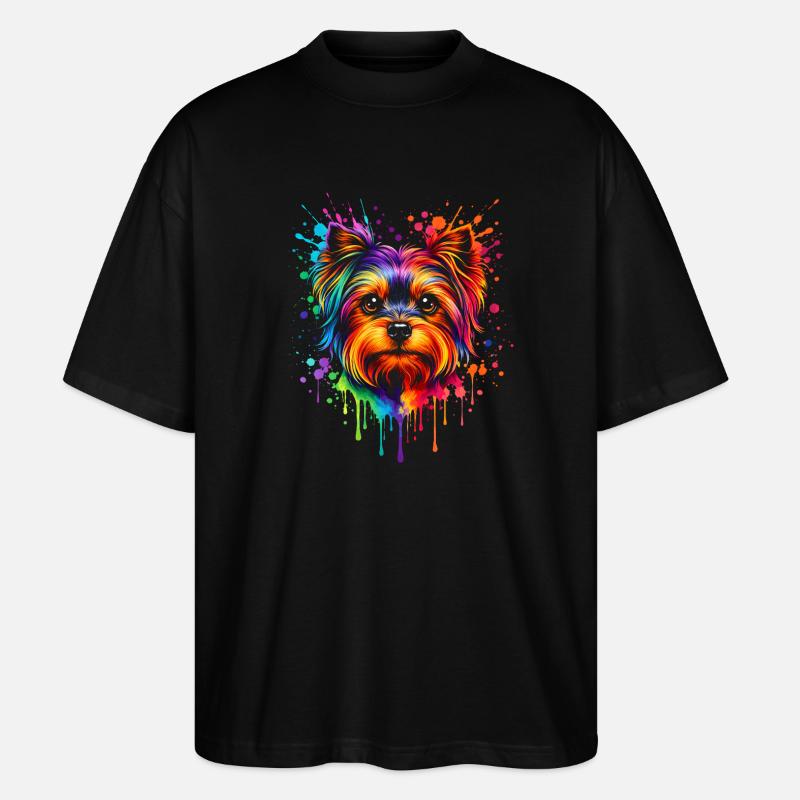 Yorkie | Terrier Pop Art - Stanley/Stella Oversized Unisex Bio T-Shirt Blaster 2.0 - Schwarz