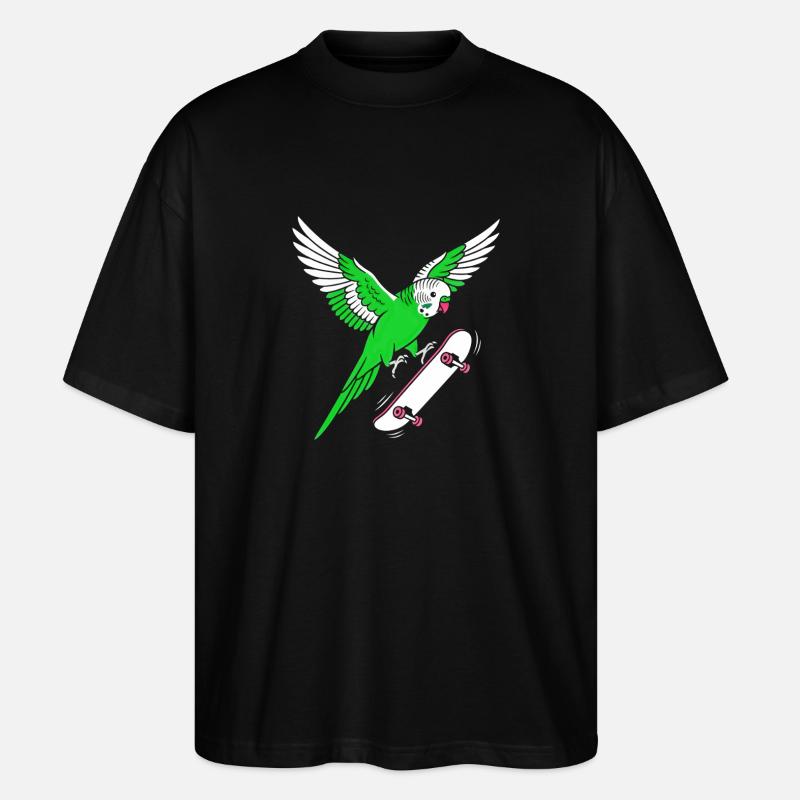 Dessin animé du Perroquet Vert - T-shirt bio Blaster 2.0 coupe oversize Stanley/Stella Unisexe - noir