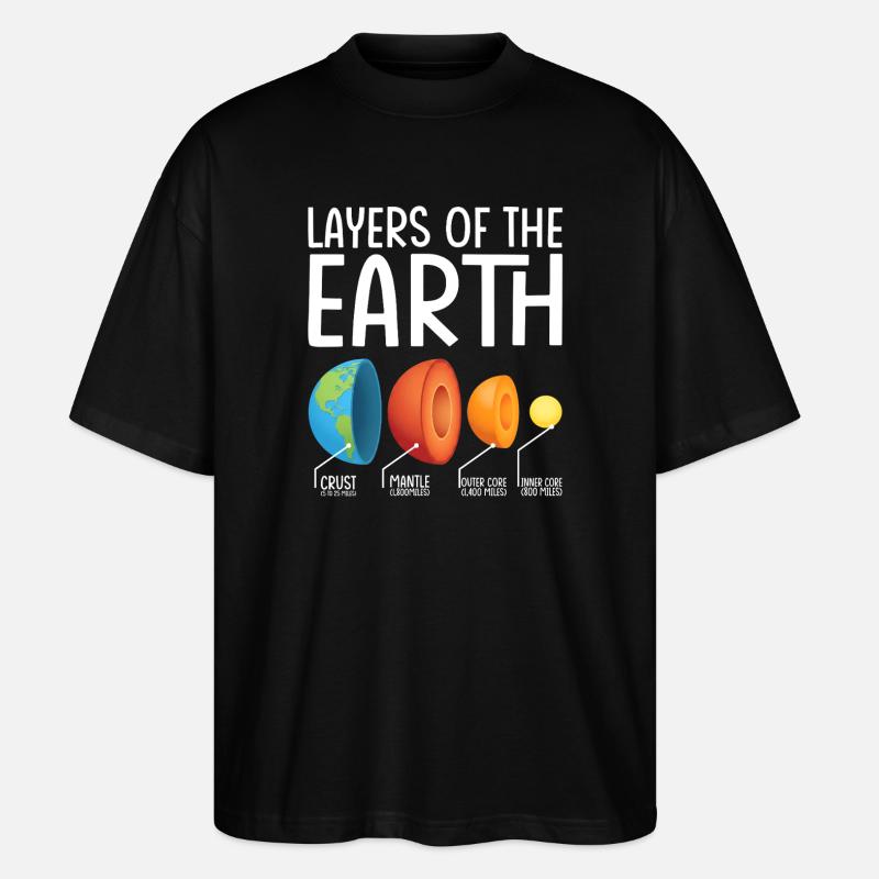 Diagramme des couches terrestres d’explosion - T-shirt bio Blaster 2.0 coupe oversize Stanley/Stella Unisexe - noir