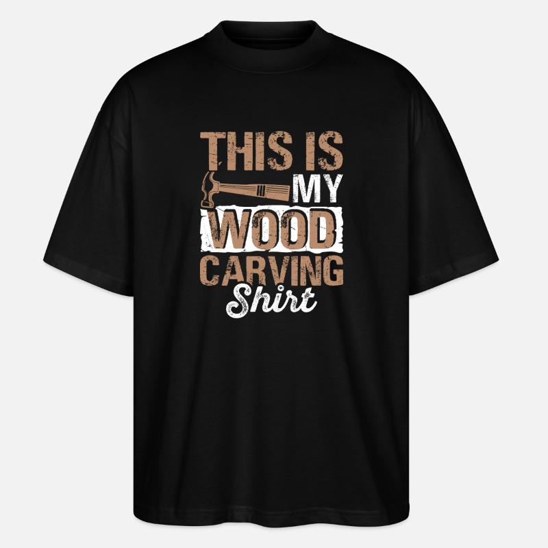 Holzschnitzerei Shirt Holzbild - Stanley/Stella Oversized Unisex Bio T-Shirt Blaster 2.0 - Schwarz