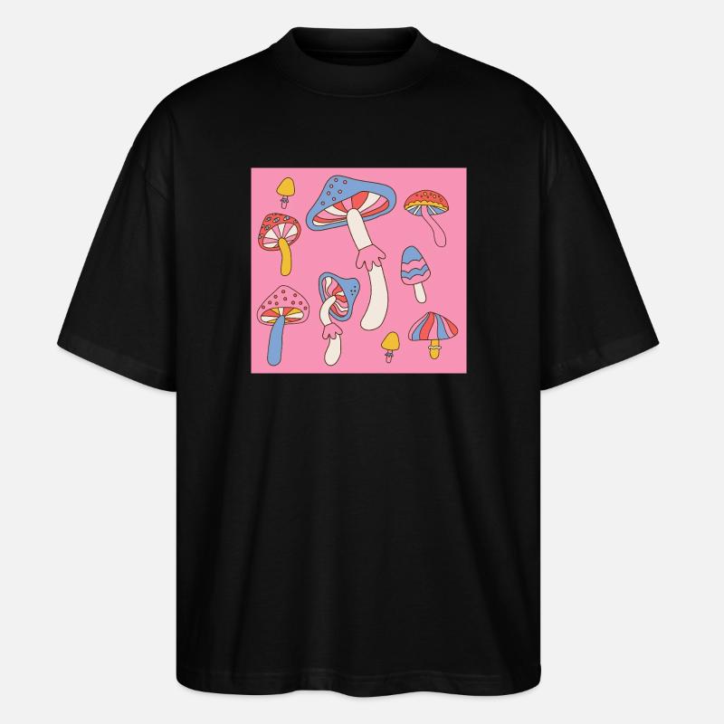 Retro Mushroom Pattern – Psychedelic 70s Design - Stanley/Stella Oversized Unisex Bio T-Shirt Blaster 2.0 - Schwarz