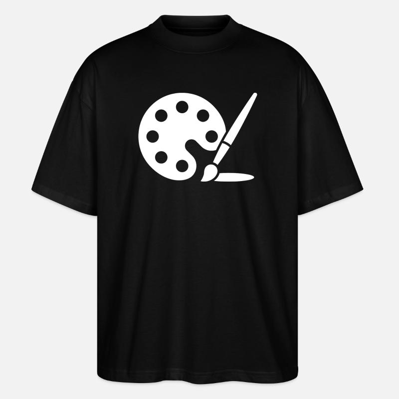 Malerei, Farbpalette, Pinsel, Kunst Symbol - Stanley/Stella Oversized Unisex Bio T-Shirt Blaster 2.0 - Schwarz