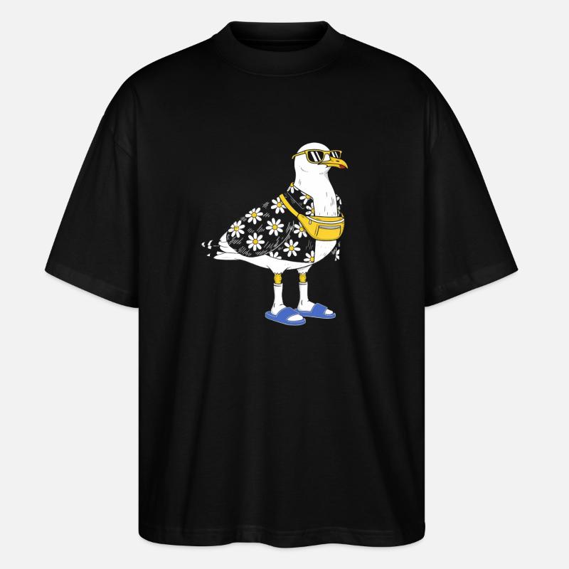 Gänseblümchen-Seemöwe im Sommerlook - Stanley/Stella Oversized Unisex Bio T-Shirt Blaster 2.0 - Schwarz