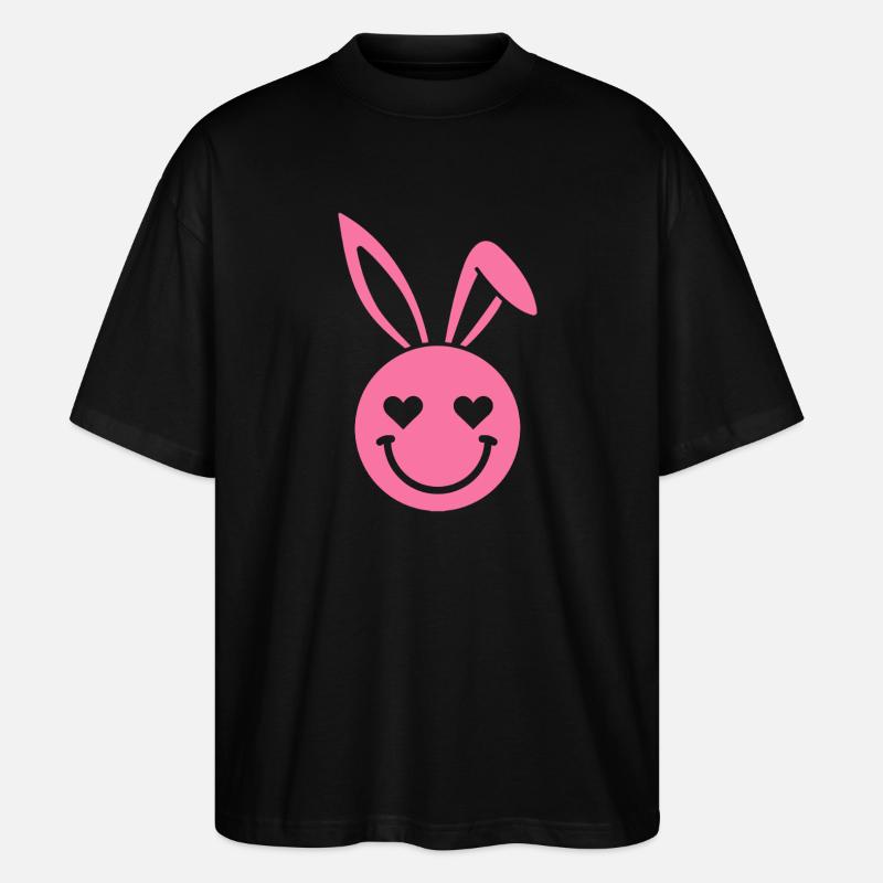 Yeux en forme de cœur de lapin rose - T-shirt bio Blaster 2.0 coupe oversize Stanley/Stella Unisexe - noir