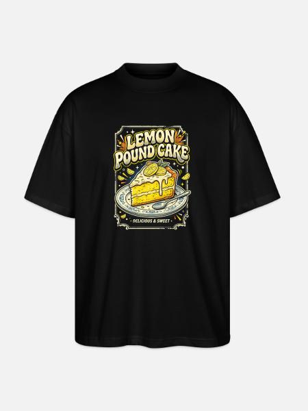 Lemon pound cake illustration - Stanley/Stella Oversized Unisex Organic T-shirt Blaster 2.0 - black