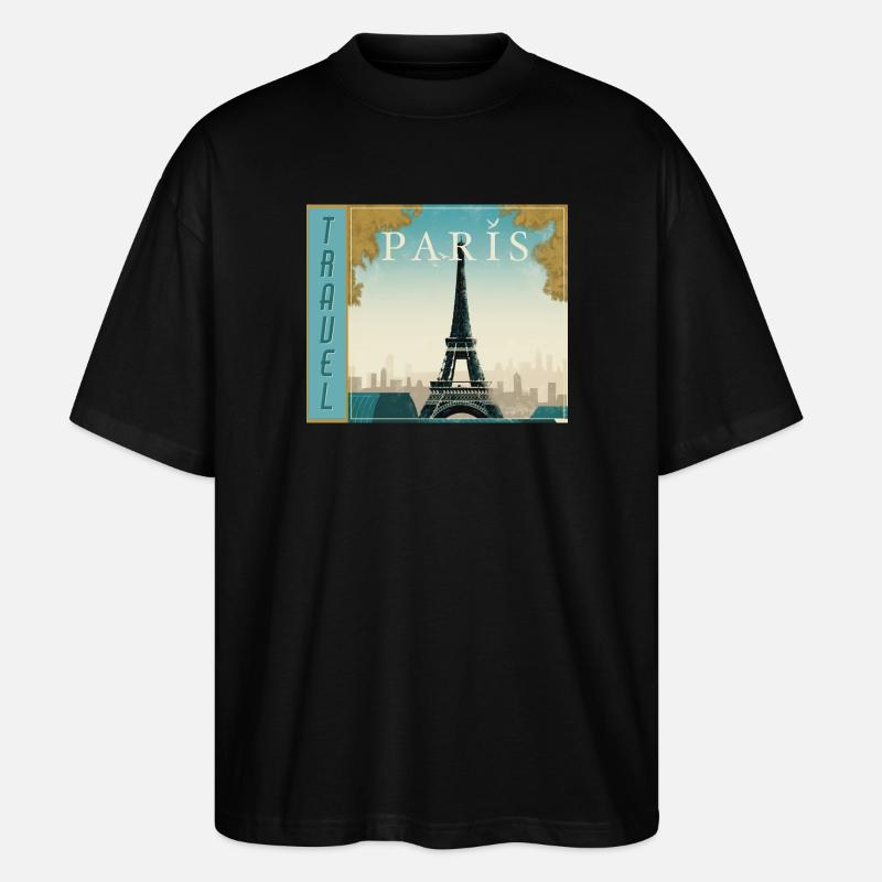 Paris Travel Retro Reiseposter - Stanley/Stella Oversized Unisex Bio T-Shirt Blaster 2.0 - Schwarz