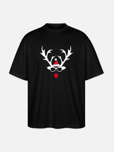 Rudolph Spectacled Reindeer Santa - Stanley/Stella Oversized Unisex Organic T-shirt Blaster 2.0 - black