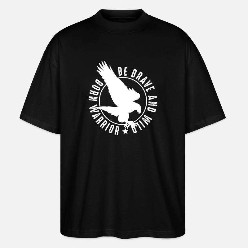 Brave Warrior Eagle Emblem - Stanley/Stella Oversized Unisex Organic T-shirt Blaster 2.0 - black