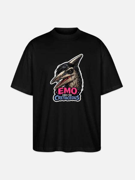 Emo Dinosaur, Sad Dino, Emotional - Stanley/Stella Oversized Unisex Organic T-shirt Blaster 2.0 - black
