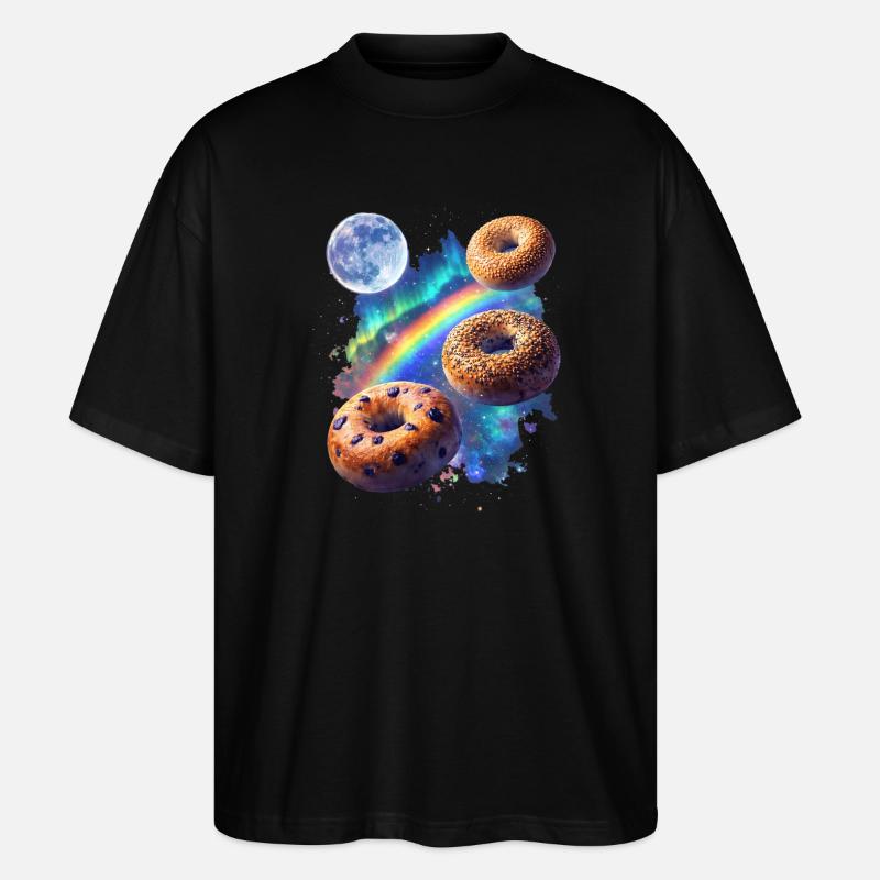 Kosmische Donuts über Regenbogenraum - Stanley/Stella Oversized Unisex Bio T-Shirt Blaster 2.0 - Schwarz