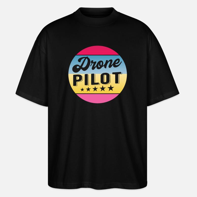 Drone Pilot Drohnenpilot Gradient Badge - Stanley/Stella Oversized Unisex Bio T-Shirt Blaster 2.0 - Schwarz