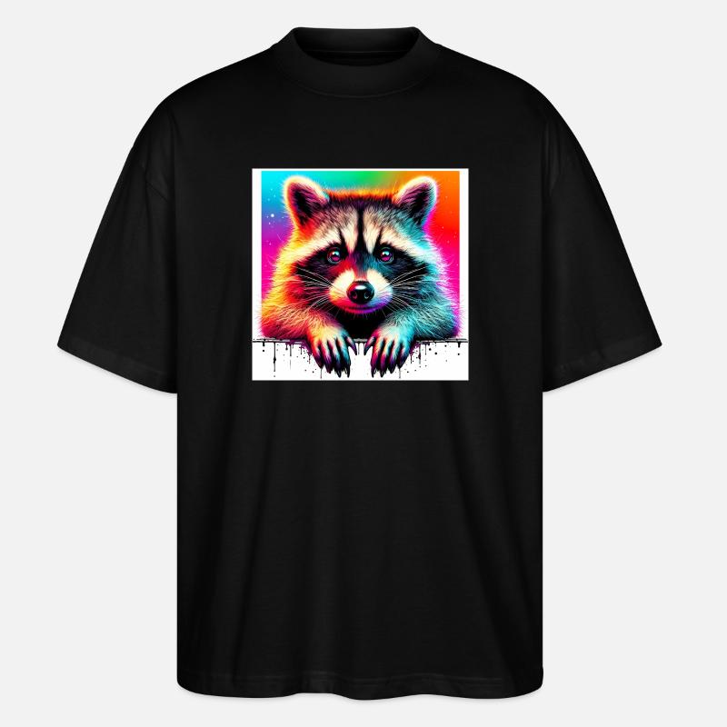 Waschbär - Stanley/Stella Oversized Unisex Bio T-Shirt Blaster 2.0 - Schwarz