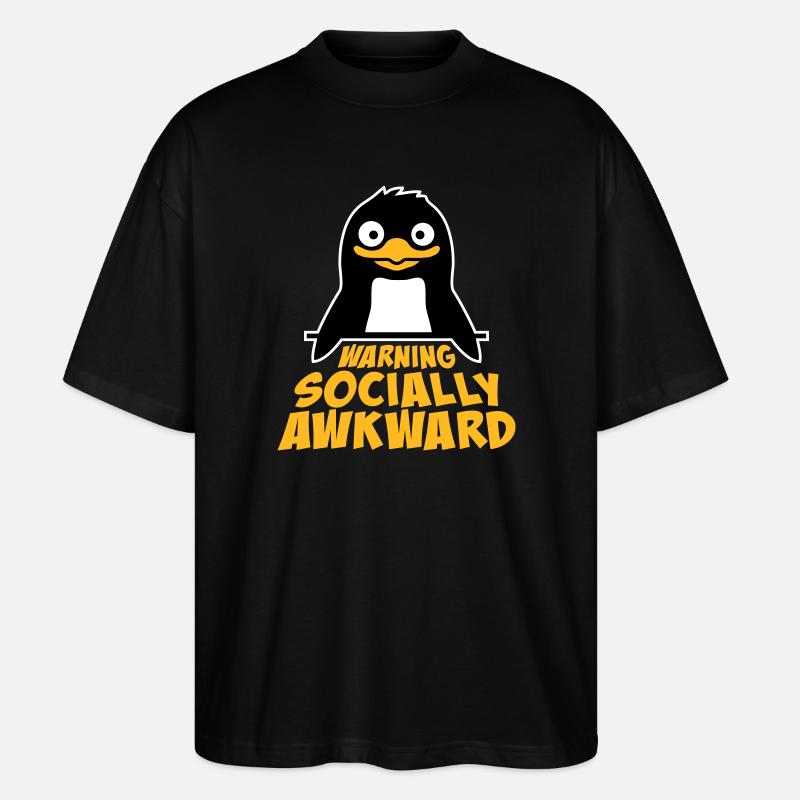 Pingvinadvarsel: Socialt akavet, sjov, klodset, klodset, - Stanley/Stella Oversize Unisex Øko T-shirt Blaster 2.0 - sort