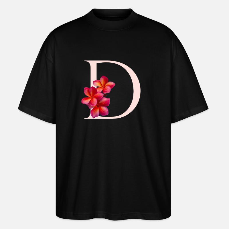 Monogramme D avec Frangipani - T-shirt bio Blaster 2.0 coupe oversize Stanley/Stella Unisexe - noir