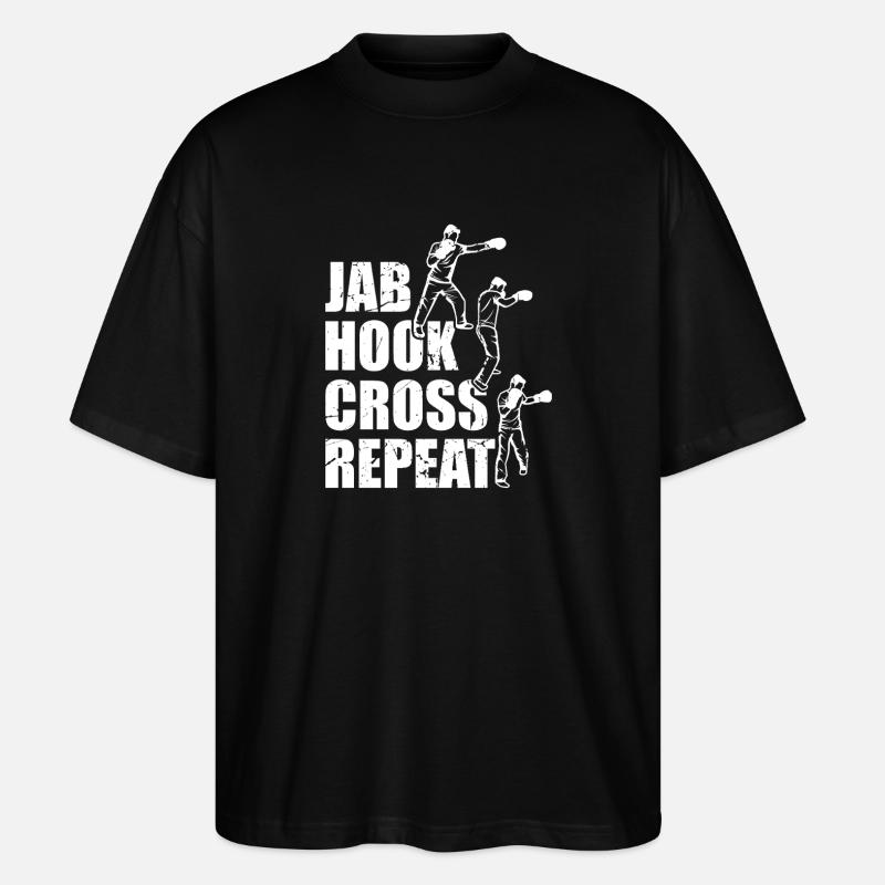 Jab Hook Cross Repeat - Stanley/Stella Oversized Unisex Bio T-Shirt Blaster 2.0 - Schwarz