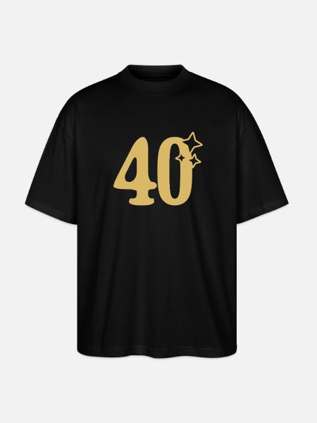 40th Birthday 40th Anniversary Gold Star - Stanley/Stella Oversized Unisex Organic T-shirt Blaster 2.0 - black