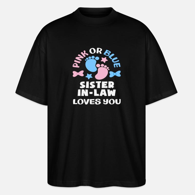 Pink Oder Blau Stiefschwester Gender Reveal - Stanley/Stella Oversized Unisex Bio T-Shirt Blaster 2.0 - Schwarz