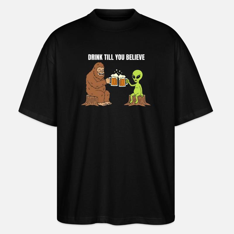 Toast à Bigfoot et Alien - T-shirt bio Blaster 2.0 coupe oversize Stanley/Stella Unisexe - noir
