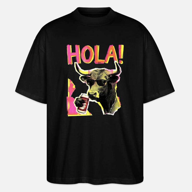 Hallo Kuh Bier Rindvieh - Stanley/Stella Oversized Unisex Bio T-Shirt Blaster 2.0 - Schwarz