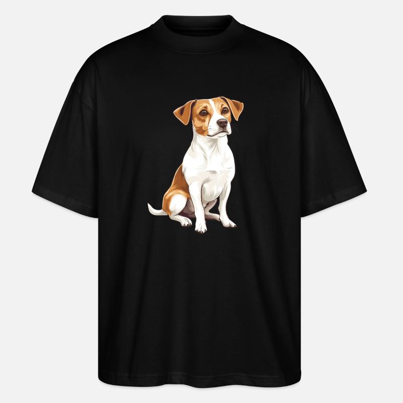Jack Russel Terrier Design Illustration - T-shirt bio Blaster 2.0 coupe oversize Stanley/Stella Unisexe - noir