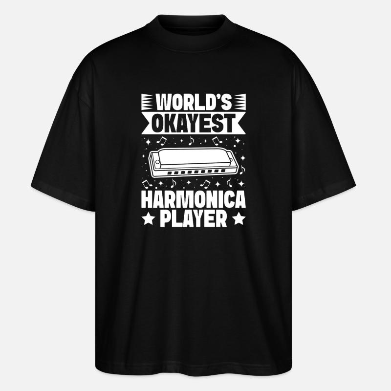 Harmonica Musican Okayest Harmonica - Stanley/Stella Oversized Unisex Bio T-Shirt Blaster 2.0 - Schwarz