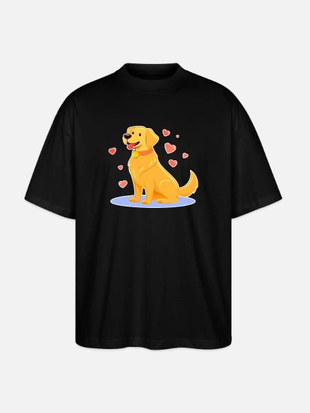 Cute Golden Retriever (comic) - Stanley/Stella Oversized Unisex Organic T-shirt Blaster 2.0 - black
