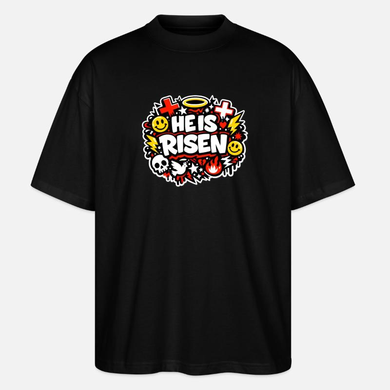 he is risen - Stanley/Stella Oversized Unisex Organic T-shirt Blaster 2.0 - black