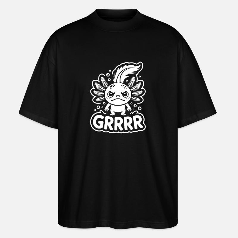 Grump Axolotl - Stanley/Stella Oversized Unisex Bio T-Shirt Blaster 2.0 - Schwarz