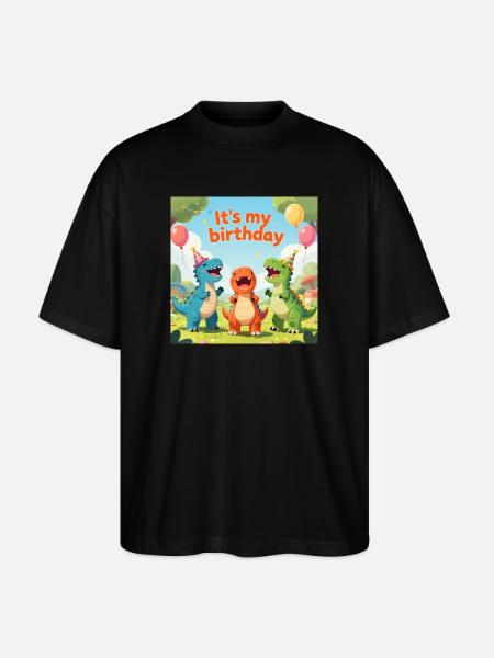 Fête d’anniversaire Dino : C’est mon anniversaire - T-shirt bio Blaster 2.0 coupe oversize Stanley/Stella Unisexe - noir