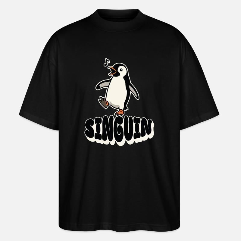 Singender Pinguin - Singuin - Stanley/Stella Oversized Unisex Bio T-Shirt Blaster 2.0 - Schwarz