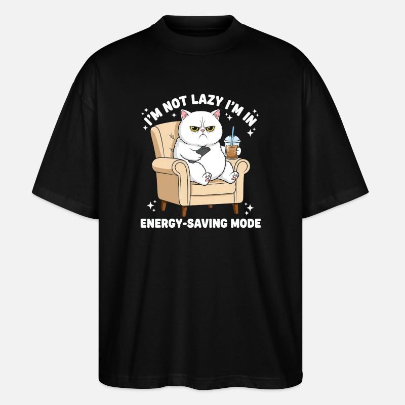 Cat energy saving mode - Stanley/Stella Oversized Unisex Organic T-shirt Blaster 2.0 - black