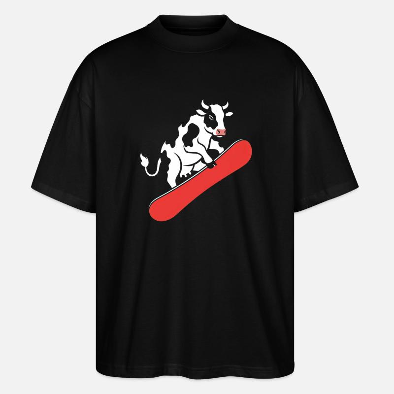 Vache sur skateboard - T-shirt bio Blaster 2.0 coupe oversize Stanley/Stella Unisexe - noir